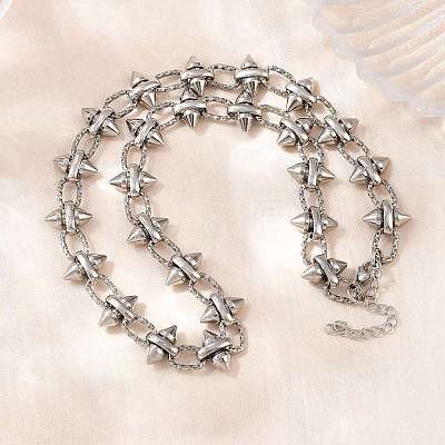 304 Stainless Steel Spiked Cone Link Chain Necklaces for Women SA-H001-22P-1