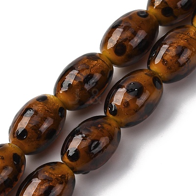 Handmade Gold Sand Lampwork Beads Strands LAMP-Q045-06A-1