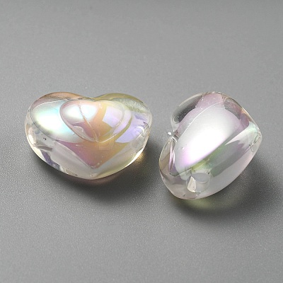 UV Plating Rainbow Iridescent Transparent Acrylic Beads OACR-C007-04B-1