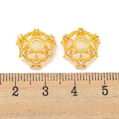 Rack Plating Brass Micro Pave Clear Cubic Zirconia Bead Caps KKB-L215-050G-1