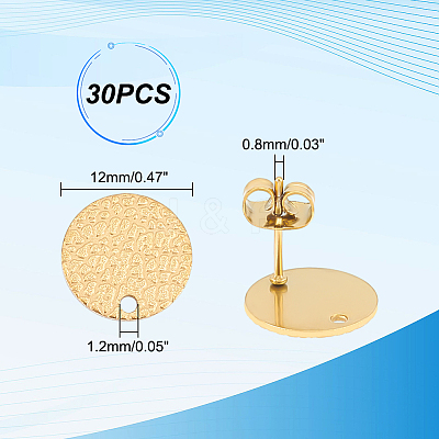 30Pcs Ion Plating(IP) 304 Stainless Steel Ear Stud Findings STAS-UN0042-96-1