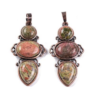 Natural Unakite Pendants G-Q158-04-05-1