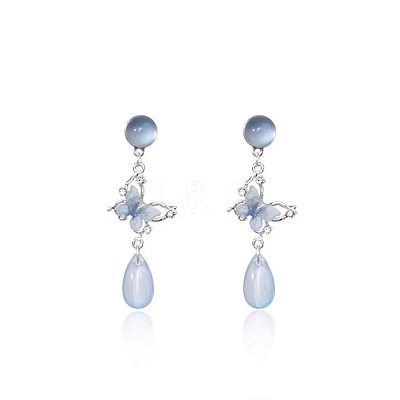 Alloy & Glass Teardrop Stud Earrings WGA7598-01-1