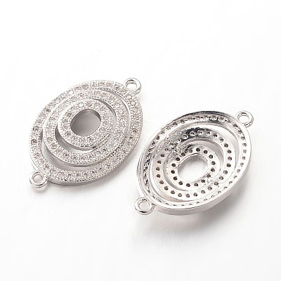Oval Brass Micro Pave Cubic Zirconia Helix Links ZIRC-I014-52P-FF-1