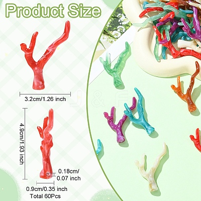 60Pcs 6 Colors Acrylic Pendants OACR-YW0003-18-1
