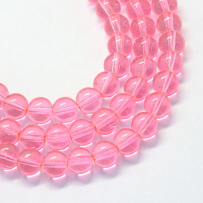Baking Paint Transparent Glass Round Bead Strands DGLA-Q022-8mm-07-1