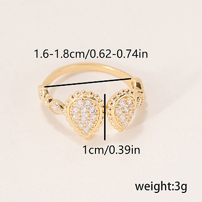Brass Micro Pave Cubic Zirconia Cuff Open Rings for Women BQ0682-7-1