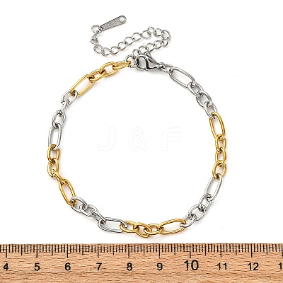 304 Stainless Steel Figaro Chains Bracelets BJEW-K284-03D-GP-1