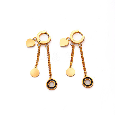 304 Stainless Steel Enamel Hoop Dangle Earrings WG4B254-01-1