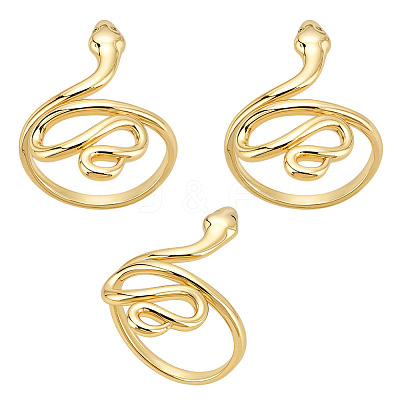 3Pcs Snake Brass Wide Band Rings RJEW-ME0001-01-1