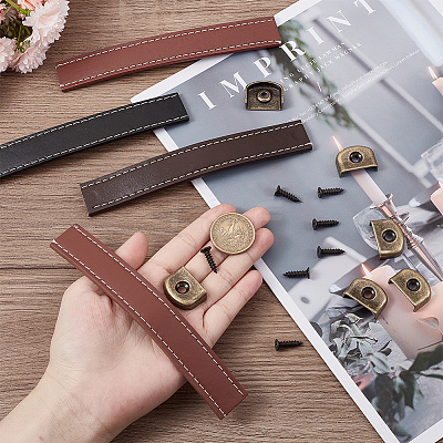 6 Sets 3 Colors PU Leather Drawer Handles DIY-GF0006-72-1