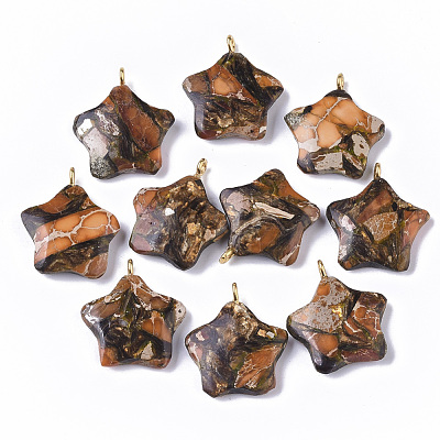 Assembled Synthetic Imperial Jasper and Bronzite Pendants G-S366-002A-1