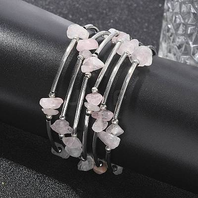 Gemstone Chip Warp Bracelets X-BJEW-JB01517-01-1
