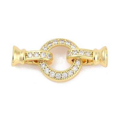 Brass Micro Pave Clear Cubic Zirconia Fold Over Clasps KK-M311-13G-1