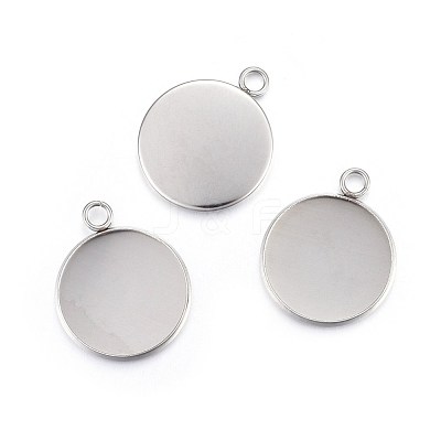 Non-Tarnish 304 Stainless Steel Pendant Cabochon Settings X-STAS-F191-14P-G-1
