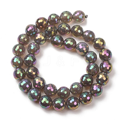 Electroplated Natural Agate Beads Strands G-B191-A07-10mm-03-1