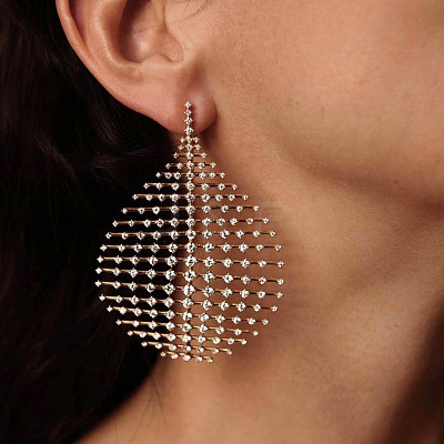 Alloy & Rhinestone Dangle Stud Earrings WG04C3D-01-1