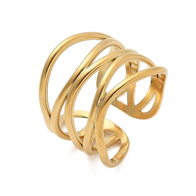 304 Stainless Steel Multilayer Open Cuff Rings for Women LS-RJEW-Z077-01G-02-1