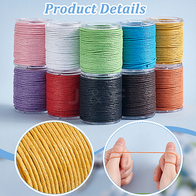 10 Rolls 10 Colors Waxed Nylon Cord DIY-WH0656-17B-1