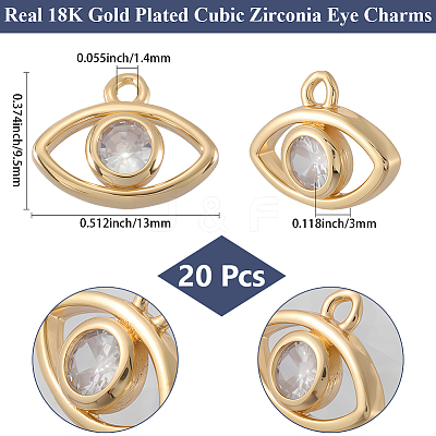 20Pcs Brass Micro Pave Cubic Zirconia Charms KK-BBC0019-07-1