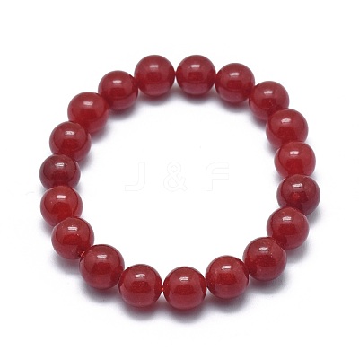 Natural Jade Bead Stretch Bracelets BJEW-K212-A-036-1