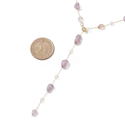 Handmade Natural Amethyst Beaded Chains Earring & Necklaces Sets SJEW-JS01342-02-1