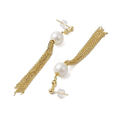 Natural Pearl Ear Studs EJEW-P286-43G-1