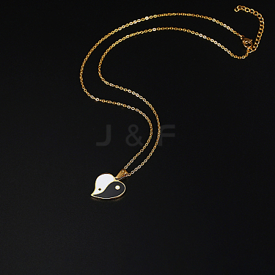 304 Stainless Steel Enamel Yin Yang Pendant Necklaces for Women LS-VV9279-2-1