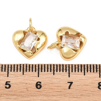 Valentine's Day Brass Micro Pave Clear Cubic Zirconia Charms KK-H292-52C-G-1