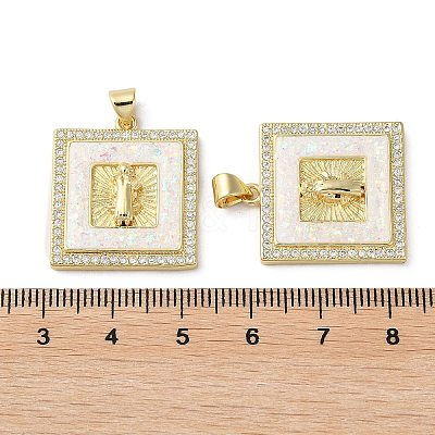 Brass Micro Pave Cubic Zirconia Pendants KK-D057-09G-1