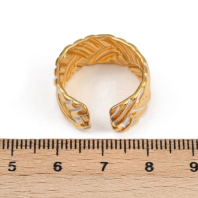 304 Stainless Steel Adjustable Enamel Cuff Rings for Women RJEW-A074-06G-1
