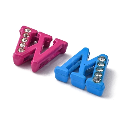 Spray Painted Zinc Alloy Slide Charms ALRI-WH0005-13W-1
