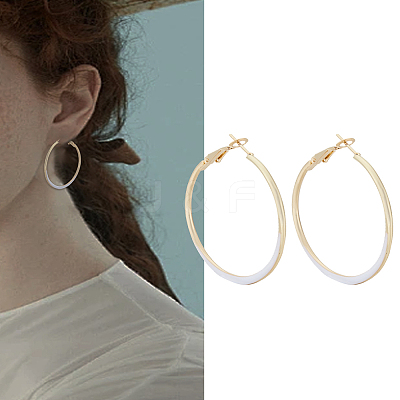 1Pair Alloy Enamel Hoop Earrings EJEW-LP0003-50A-1