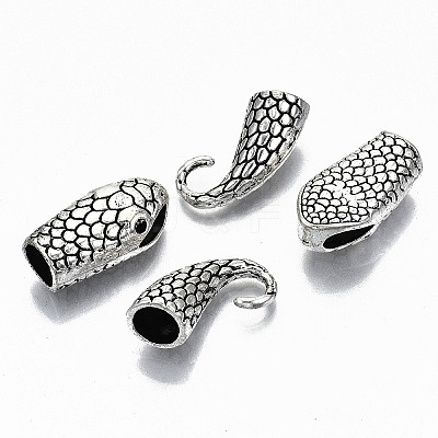 Tibetan Style Alloy Hook and Snake Head Clasps X-TIBE-N011-040AS-RS-1