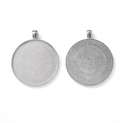 Tibetan Style Flat Round Alloy Big Pendant Cabochon Settings LS-X-TIBEP-Q049-09AS-RS-1