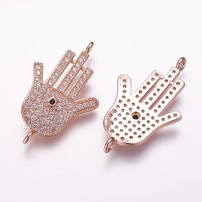 Brass Micro Pave Cubic Zirconia Links ZIRC-F053-34RG-1
