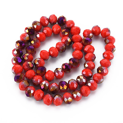Electroplate Opaque Glass Beads Strands EGLA-A034-P8mm-F20-1