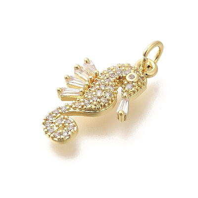 Rack Plating Brass Micro Pave Cubic Zirconia Pendants X-KK-M296-10G-1