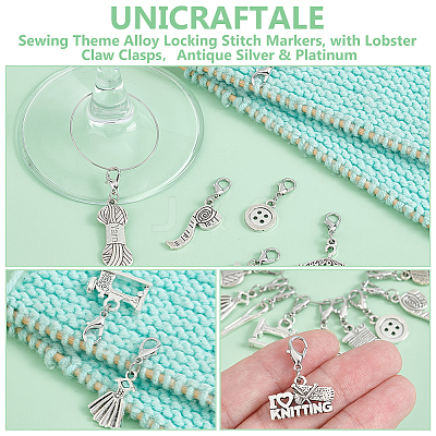 Sewing Theme Alloy Locking Stitch Markers HJEW-UN00020-1