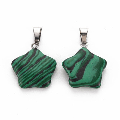 Star Dyed Synthetic Malachite Pendants G-Q367-02-1
