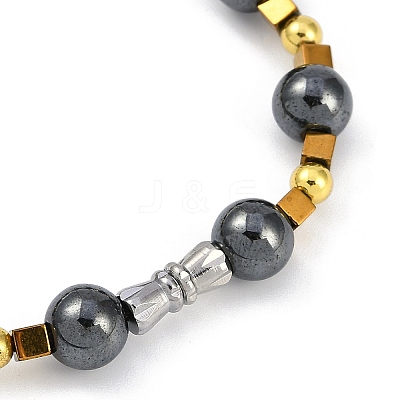 Synthetic Non-magnetic Hematite Beaded Stretch Bracelets for Women Men BJEW-F480-02A-1
