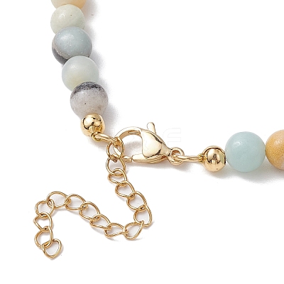 Natural Flower Amazonite & Synthetic Turquoise Charm Anklets for Women AJEW-AN00616-03-1
