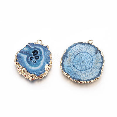 Natural Dyed Quartz Pendants G-P399-B-1