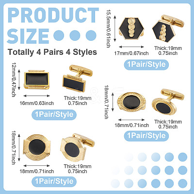 4 Pairs 4 Styles Alloy Enamel Cufflinks FIND-TA0010-10-1