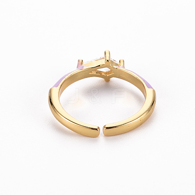 Brass Enamel Cuff Rings RJEW-T016-28C-NF-1