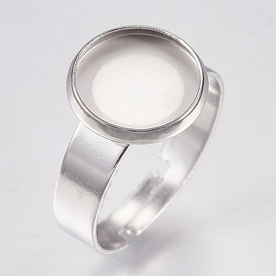 Tarnish Resistant 304 Stainless Steel Pad Ring Settings X-STAS-G173-19P-10mm-1