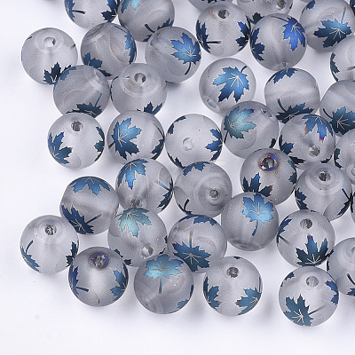 Autumn Theme Electroplate Transparent Glass Beads EGLA-S178-01C-1