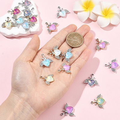 20Pcs 2 Colors UV Plating Alloy Mixed Color Glass Rhinestone Pendants FIND-YW0011-17-1