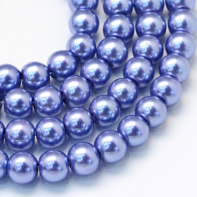 Baking Paint Pearlized Glass Pearl Round Bead Strands X-HY-Q330-8mm-09-1
