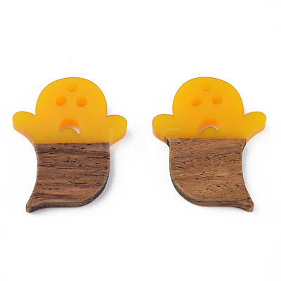 Halloween Theme Resin & Walnut Wood Pendants RESI-N025-026-B02-1